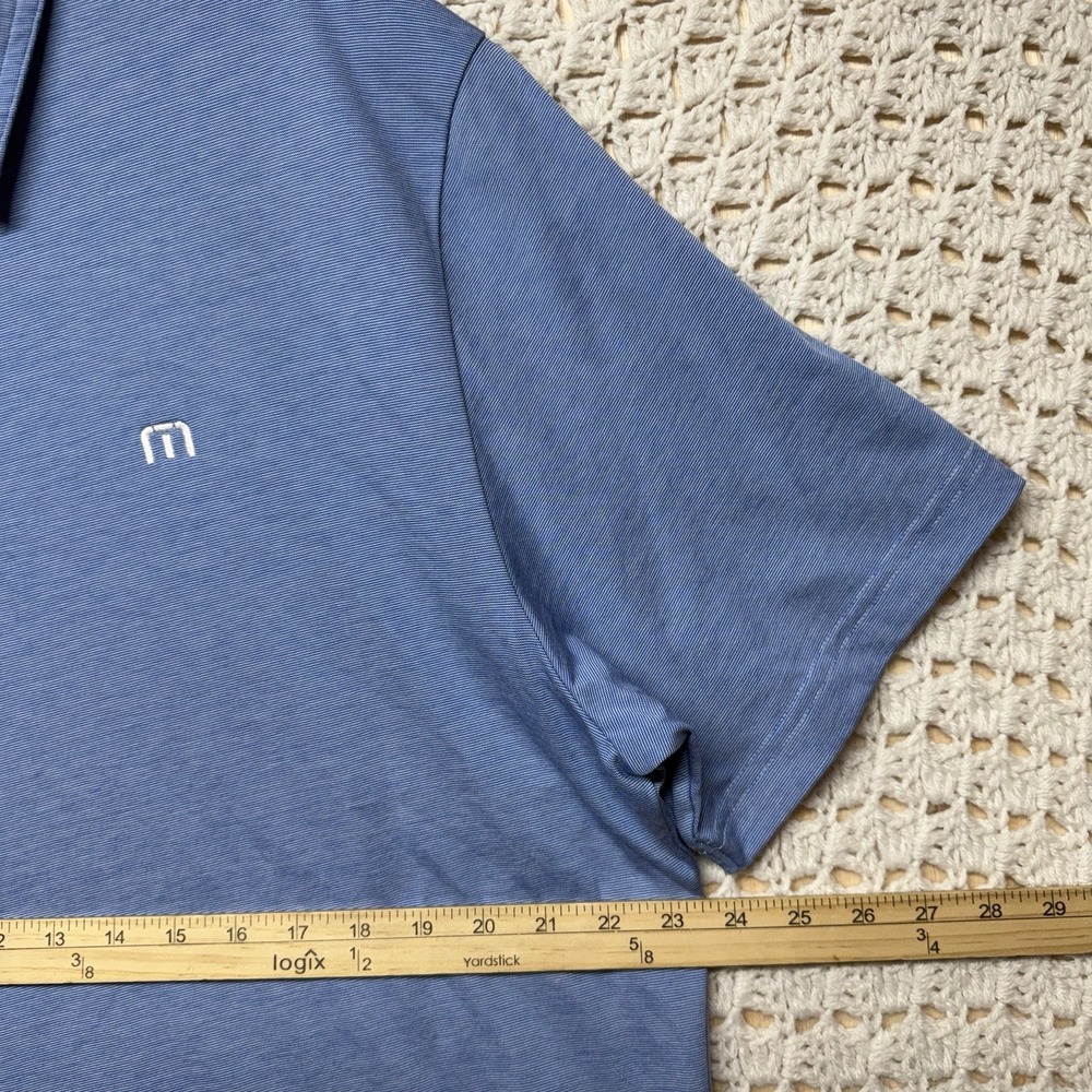 Travis Mathew Polo Shirt Mens XL Blue Striped‎ Short Sleeve Golf Performance - Picture 3 of 8